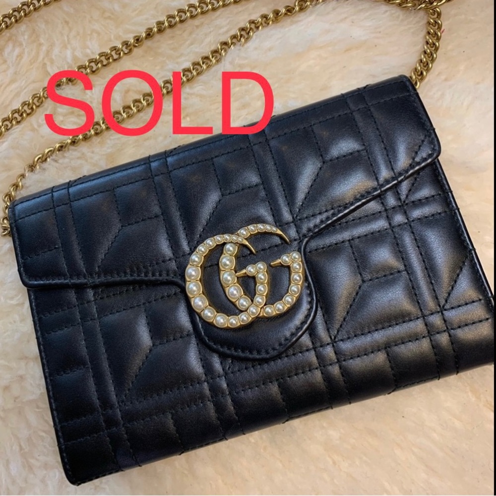 Gucci GG Marmont Pearl Wallet on Chain